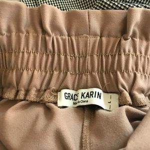 Paper bag waist tan pants